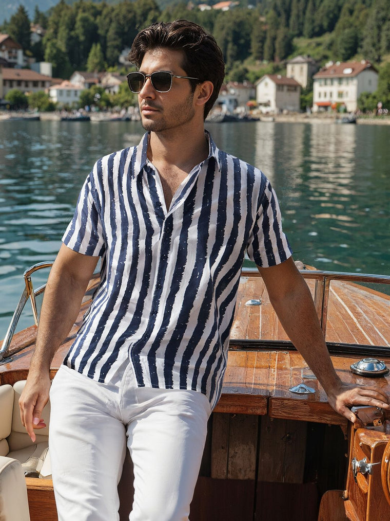 Stripes: Midnight Blue Holiday Shirts