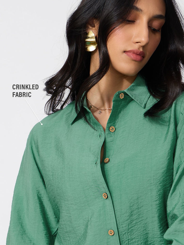 Back Tie Up Shirt: Lime Women Regular Shirts