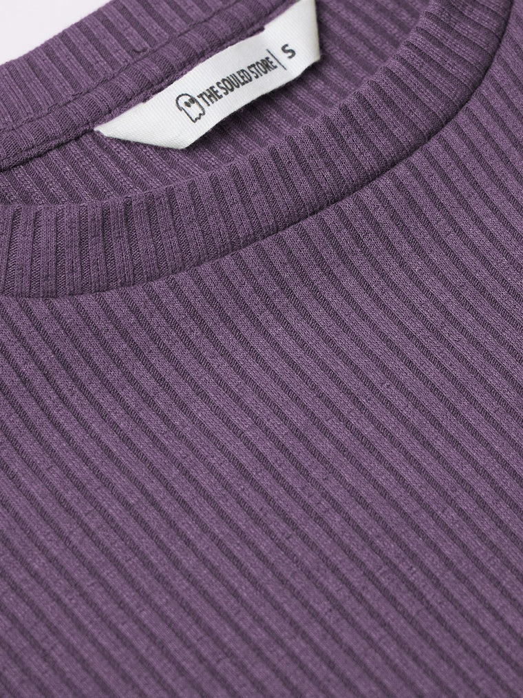 Ribbed T-shirt: Berry Women Fitted T-Shirts