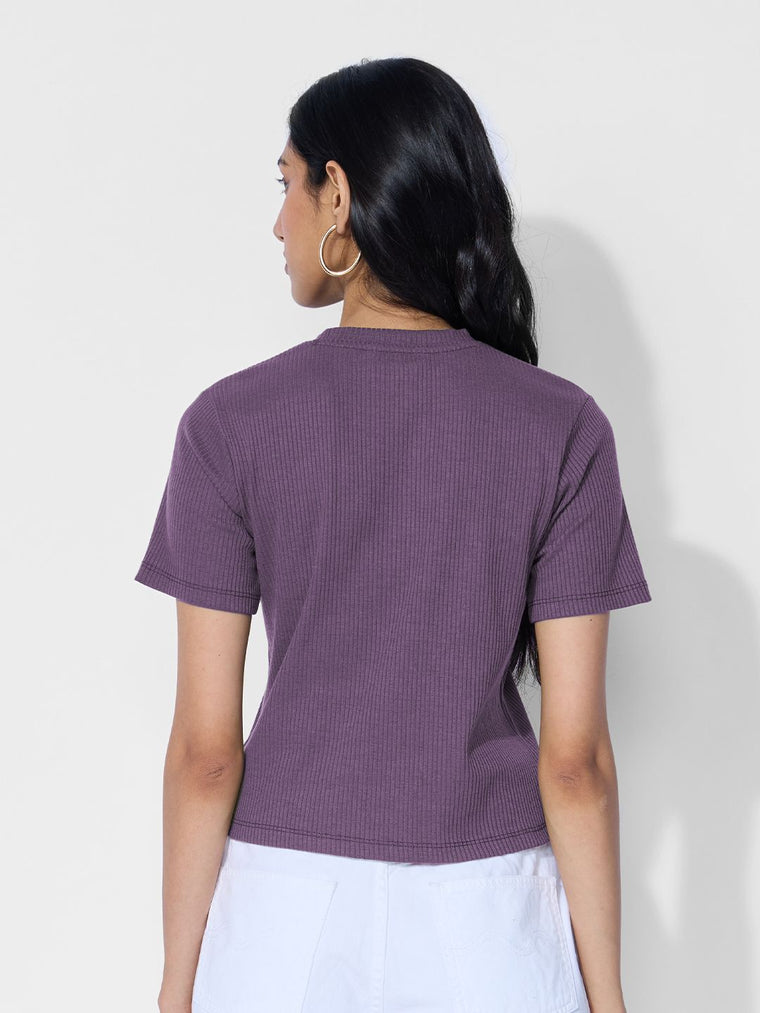 Ribbed T-shirt: Berry Women Fitted T-Shirts