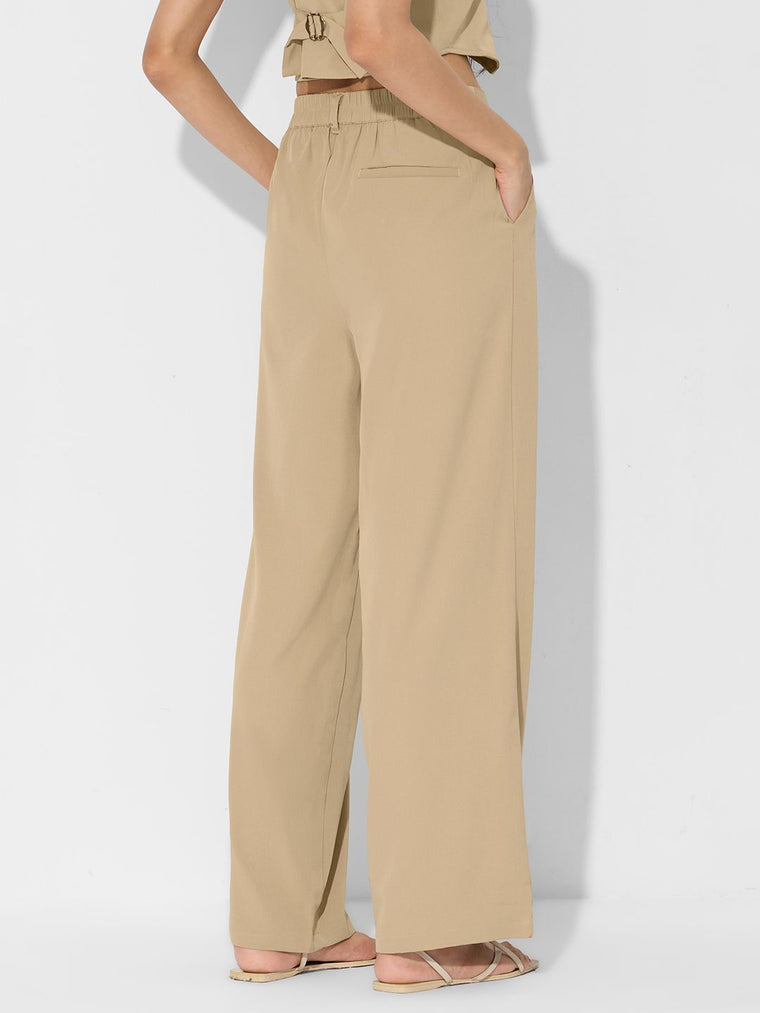 Solids: Beige Women Straight Pants