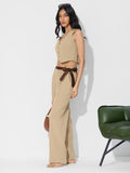 Solids: Beige Women Straight Pants