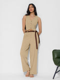 Cropped Vest Top: Beige Women Fashion Tops