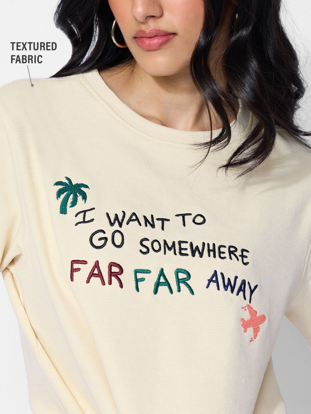 Textured T-shirt: Far Away Women Relaxed T-Shirts