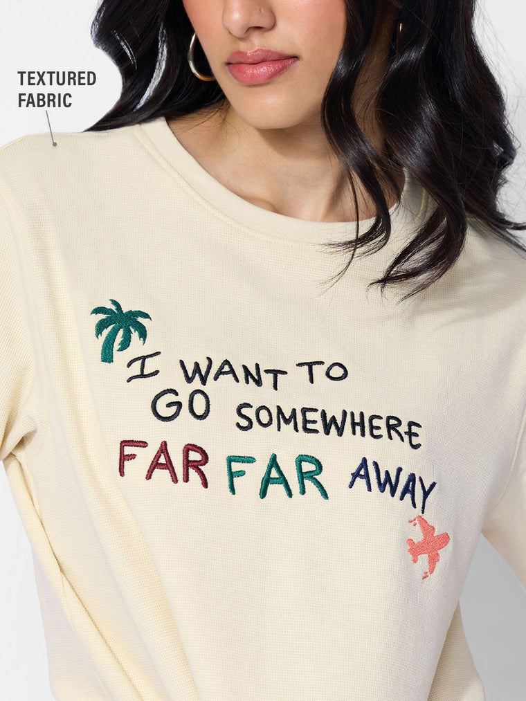 Textured T-shirt: Far Away Women Relaxed T-Shirts