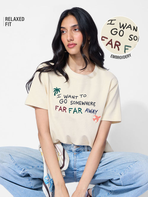 Textured T-shirt: Far Away Women Relaxed T-Shirts