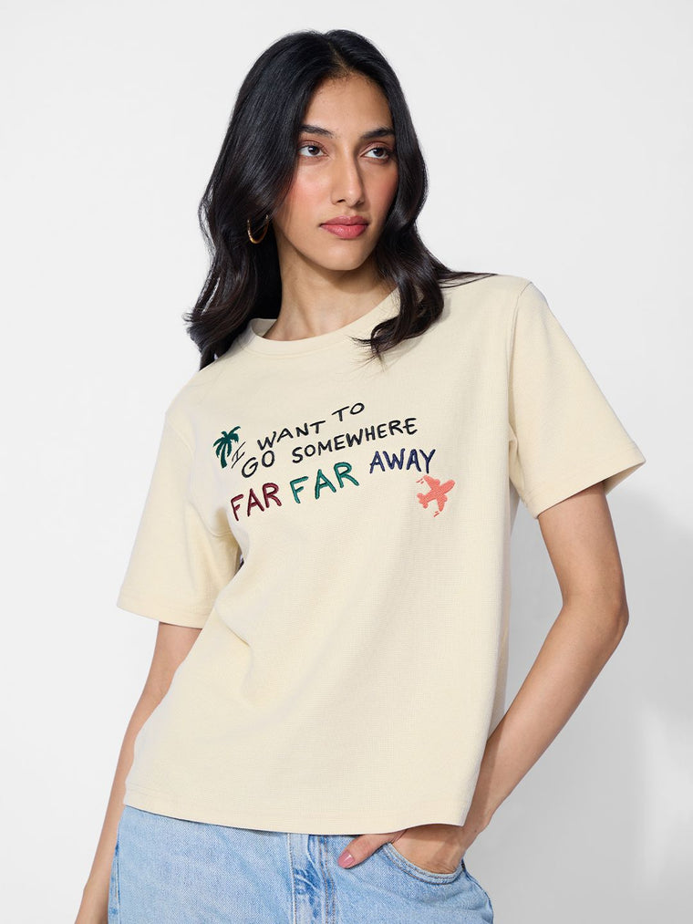Textured T-shirt: Far Away Women Relaxed T-Shirts