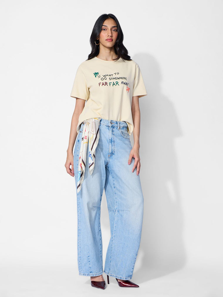 Textured T-shirt: Far Away Women Relaxed T-Shirts