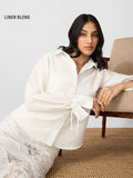 Cotton Linen Shirt: Ivory Women Relaxed Shirts