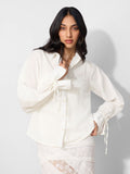Cotton Linen Shirt: Ivory Women Relaxed Shirts