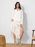 Cotton Linen Shirt: Ivory Women Relaxed Shirts