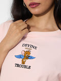 Textured T-shirt: Tom & Jerry Trouble Women Relaxed T-Shirts