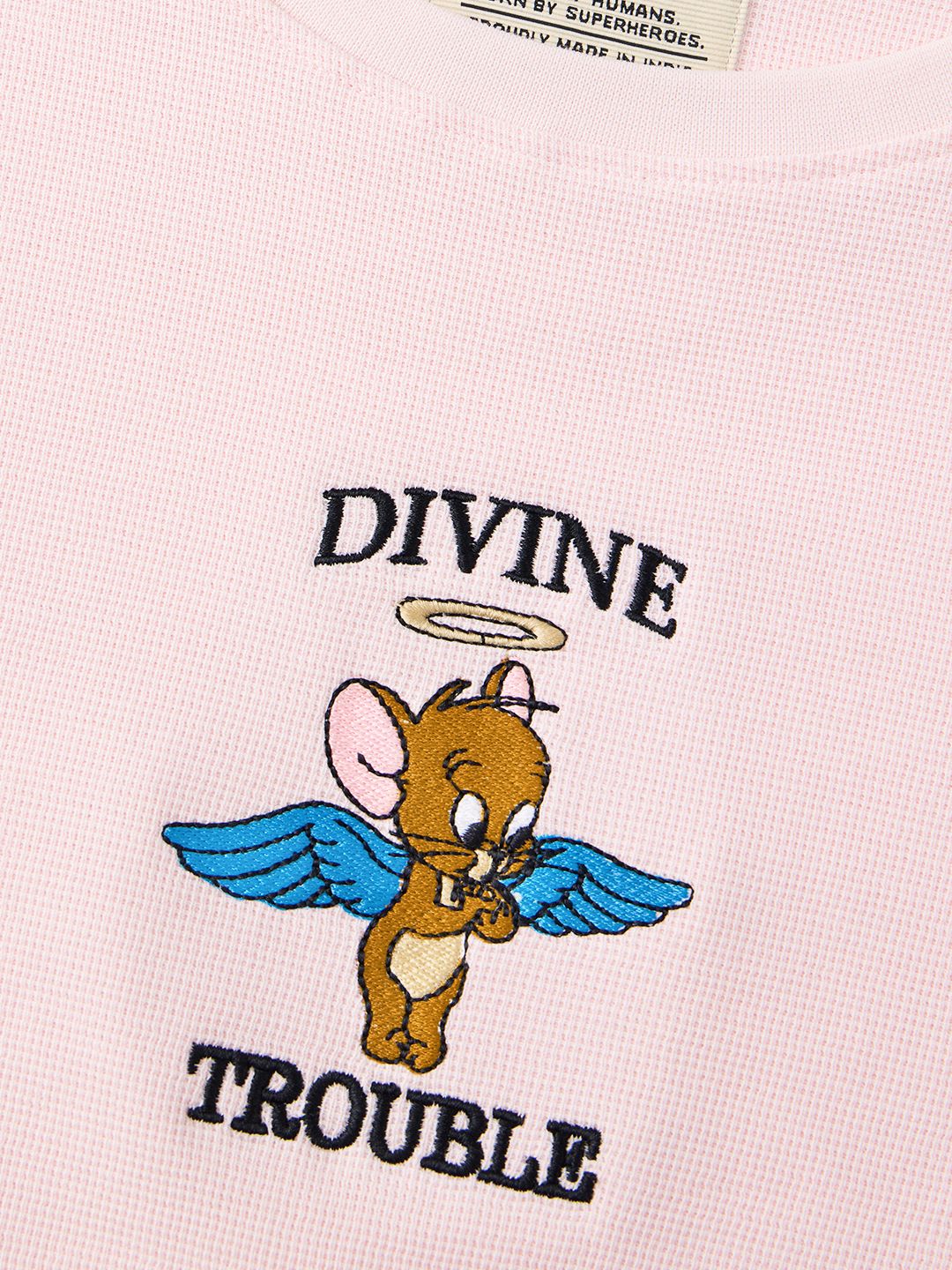 Textured T-shirt: Tom & Jerry Trouble Women Relaxed T-Shirts