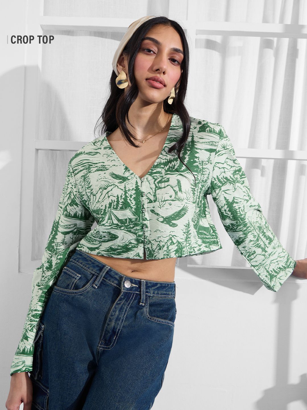 Crop-Top: Green Forest Women Fashion Tops