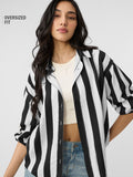 Stripe Shirt: Black, White Women Oversized Shirts