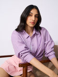 Cotton Linen Shirt: Lavender Women Oversized Shirts