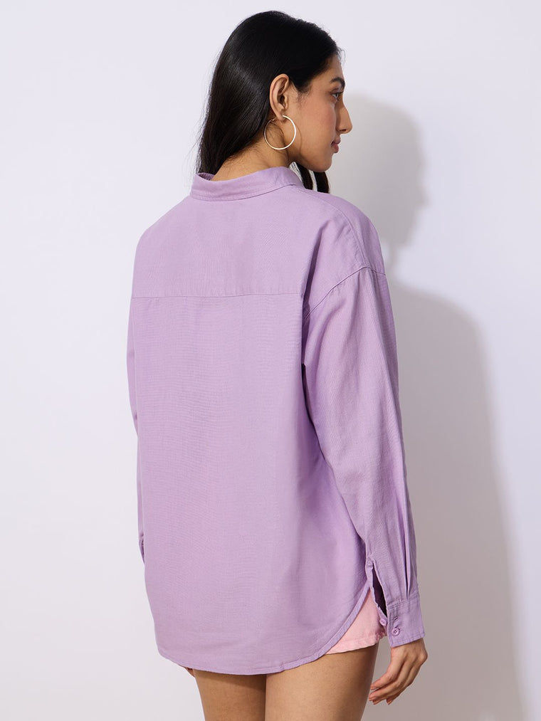 Cotton Linen Shirt: Lavender Women Oversized Shirts