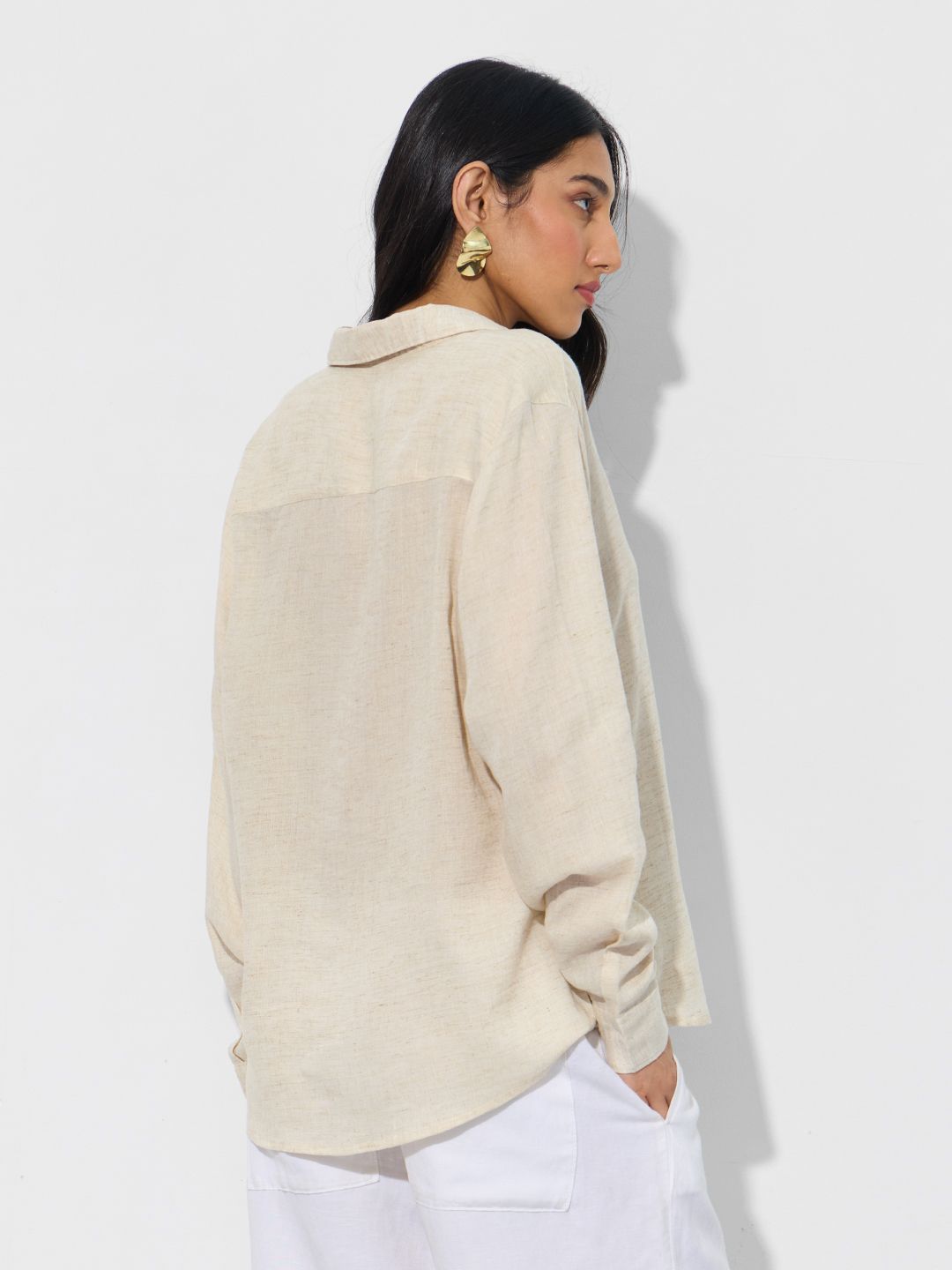 Lyocell Linen: Oyster Women Relaxed Shirts