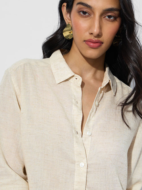 Lyocell Linen: Oyster Women Relaxed Shirts