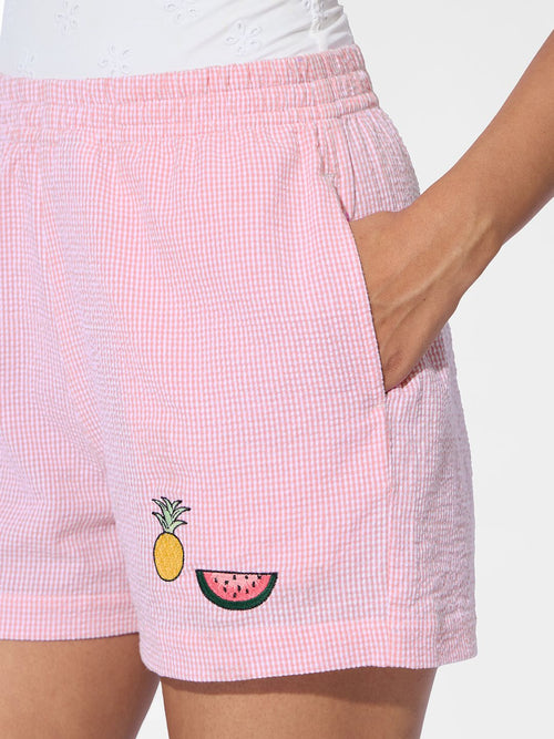 Seersucker Shorts: Fruity Women Lounge Boxers