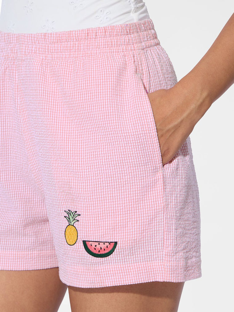 Seersucker Shorts: Fruity Women Lounge Boxers