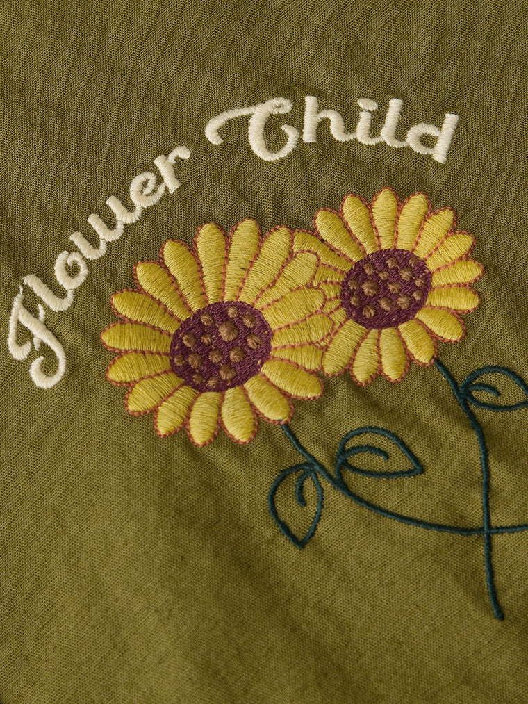Cotton Linen Shirt: Flower Child Women Oversized Shirts