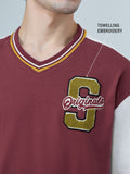 Varsity: Scarlet Oversized Full Sleeve T-Shirts