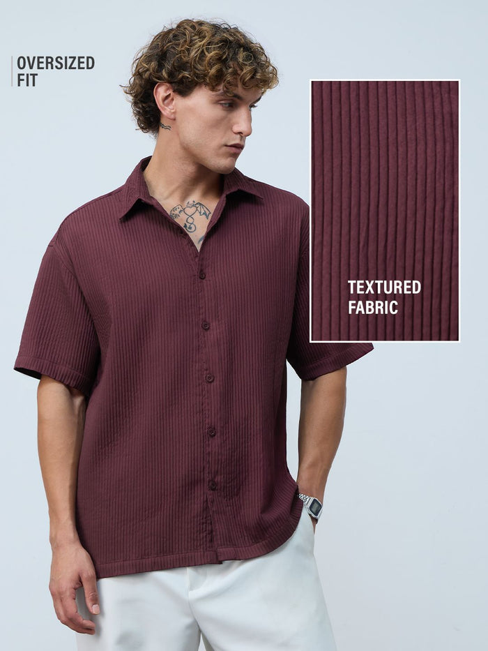 Textured Shirt: Sangria Oversized Shirts