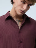 Textured Shirt: Sangria Oversized Shirts
