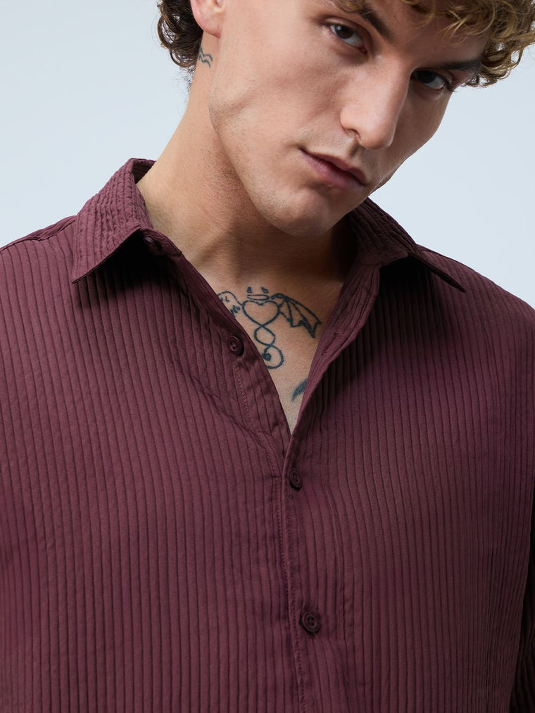 Textured Shirt: Sangria Oversized Shirts