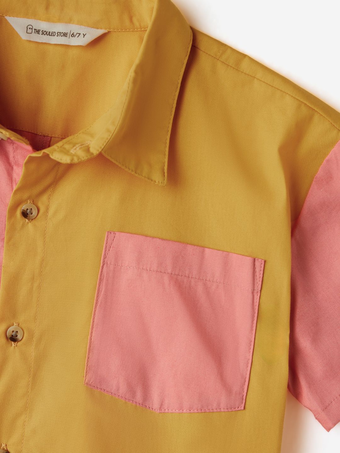 Solids: Apricot Blush (Colourblock) Boys Cotton Shirts (2-8 Yrs)
