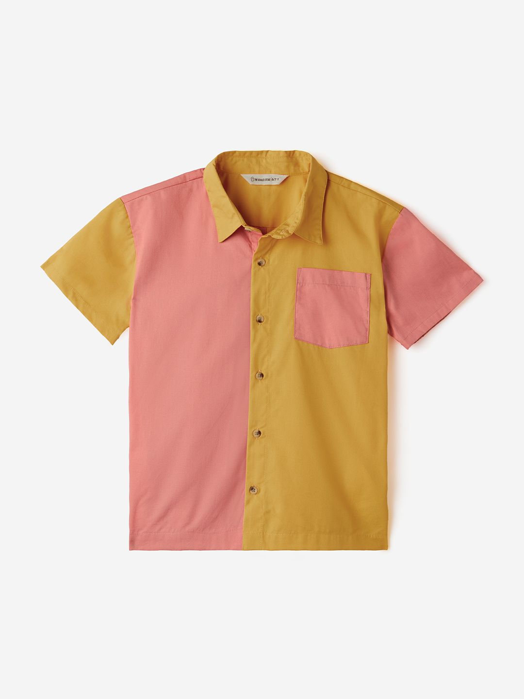 Solids: Apricot Blush (Colourblock) Boys Cotton Shirts (2-8 Yrs)