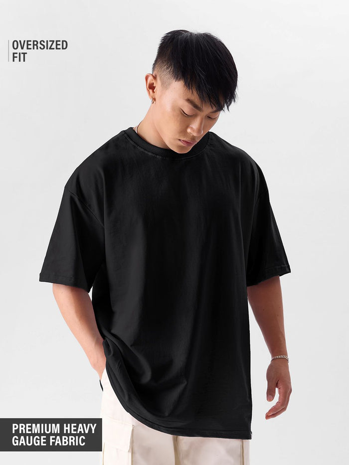 Solids: Black Oversized T-Shirts
