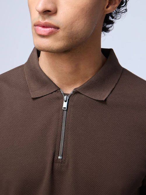 Popcorn: Dark Mocha Zipper Polos