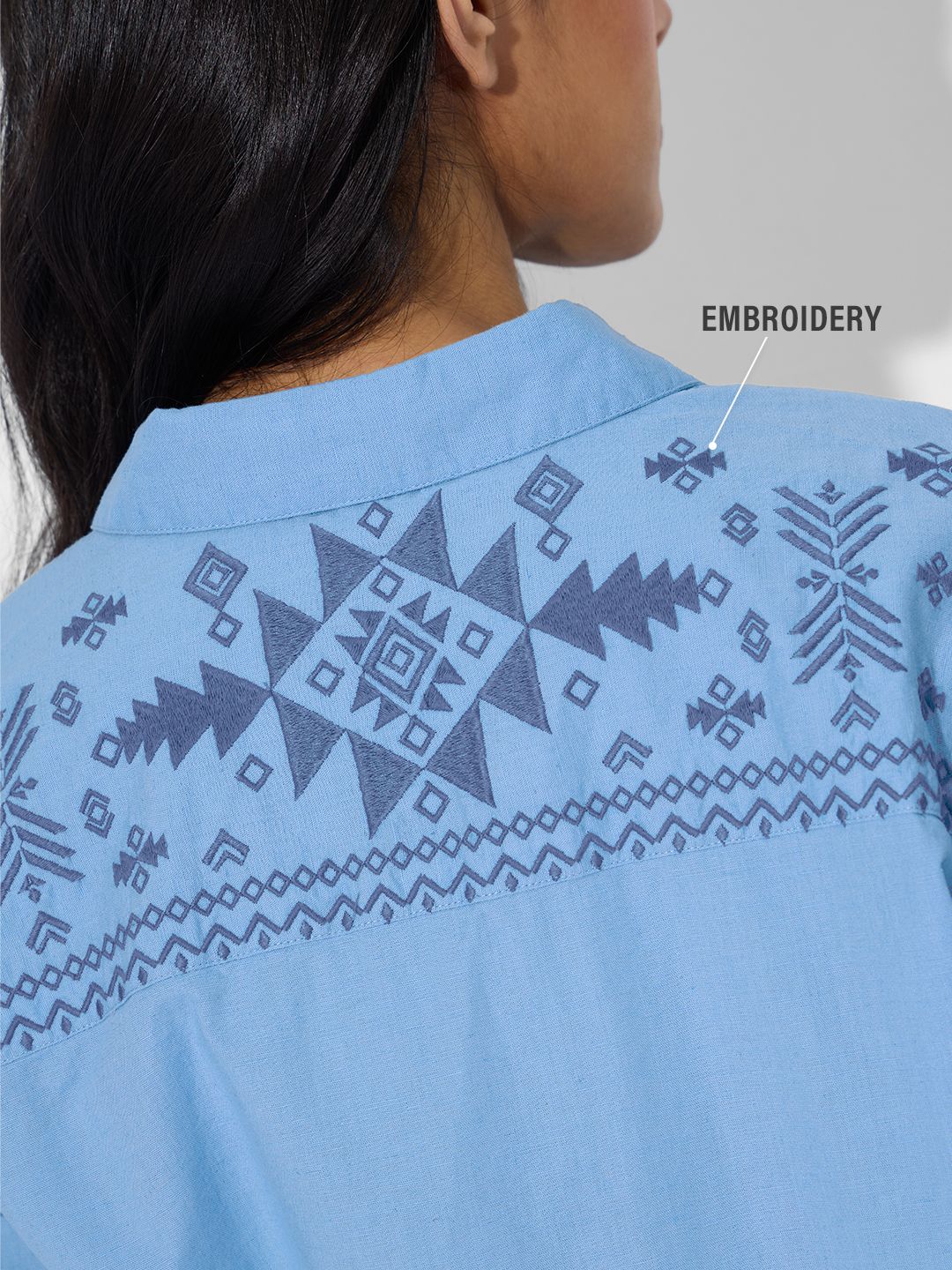 Cotton Linen Shirt: Beach Blue Women Oversized Shirts