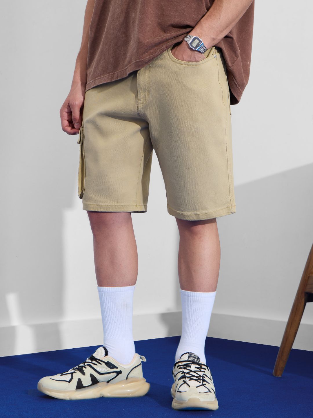 Denim Shorts: Soft Fawn Men Denim Shorts