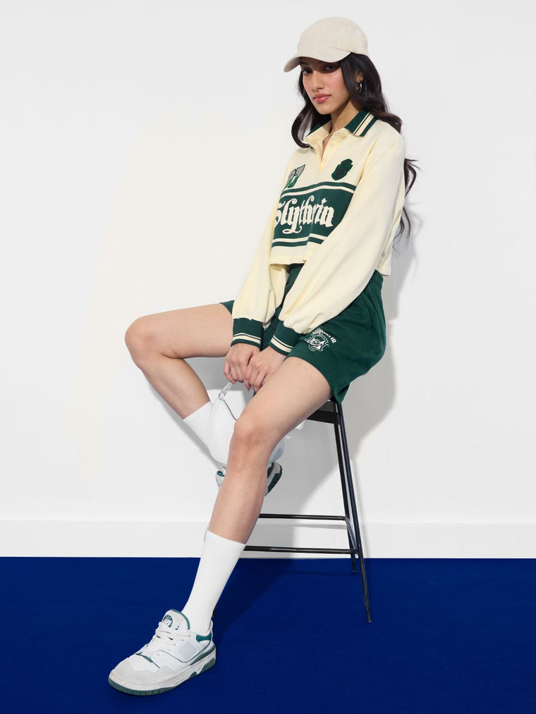 Harry Potter: Slytherin Prefect Women Cropped Rugby Polos