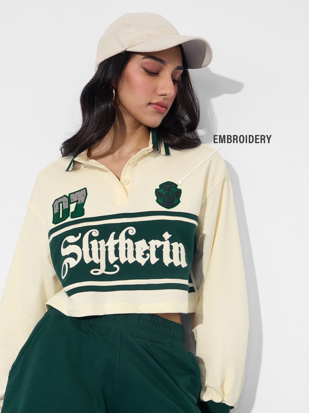 Harry Potter: Slytherin Prefect Women Cropped Rugby Polos