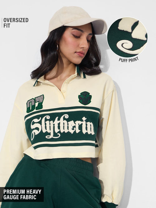 Harry Potter: Slytherin Prefect Women Cropped Rugby Polos