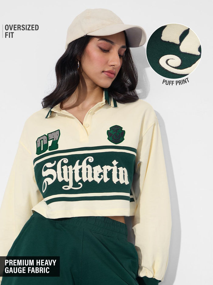 Harry Potter: Slytherin Prefect Women Cropped Rugby Polos