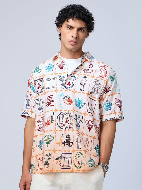 Ombre: Mahjong Tiles Oversized Shirts