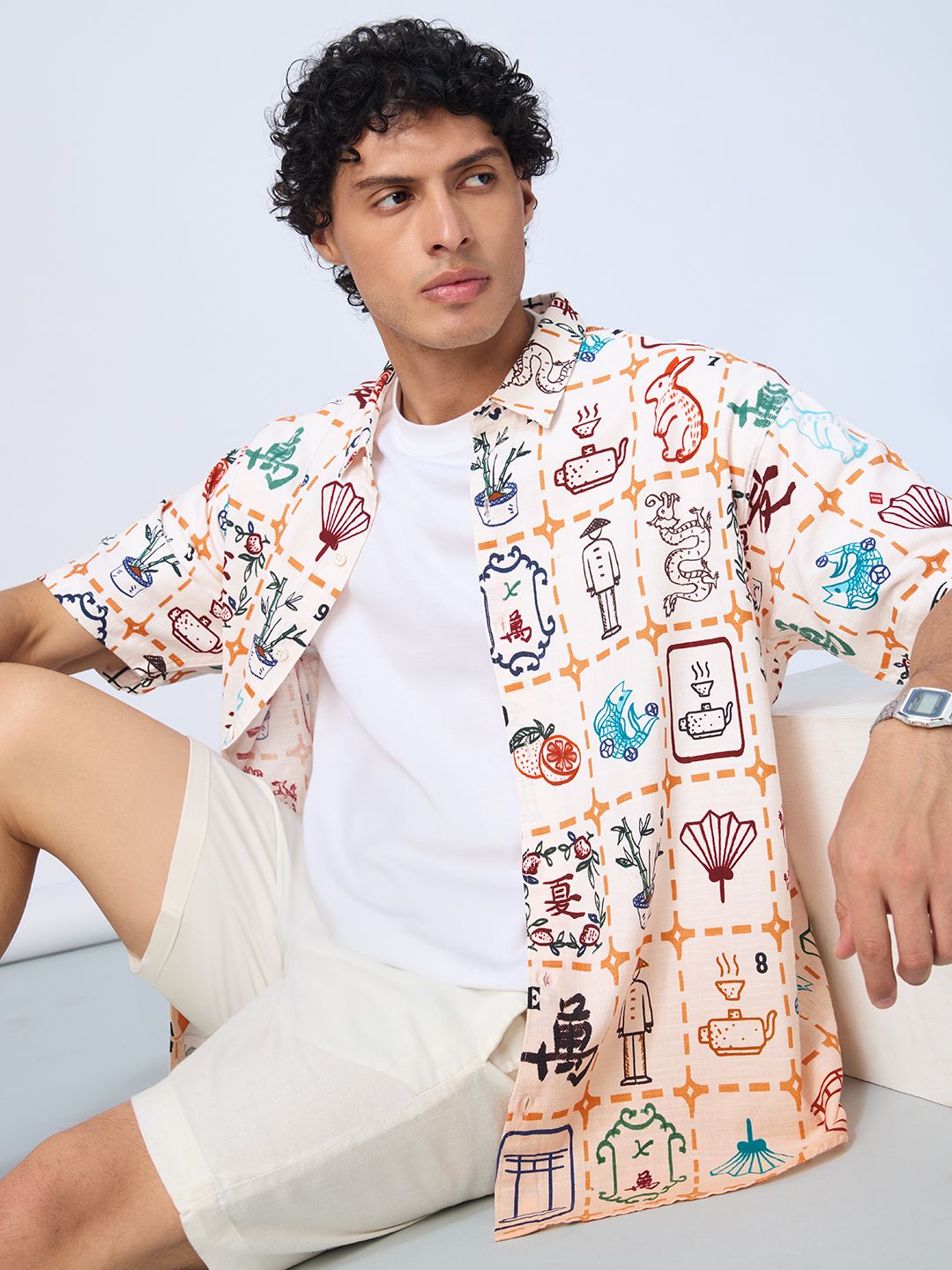 Ombre: Mahjong Tiles Oversized Shirts