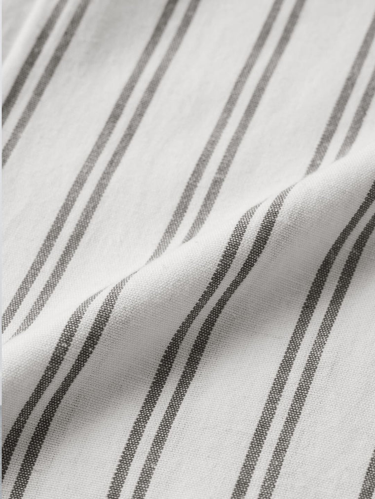 Cotton Linen Pant: Grey Stripe Women Straight Pants