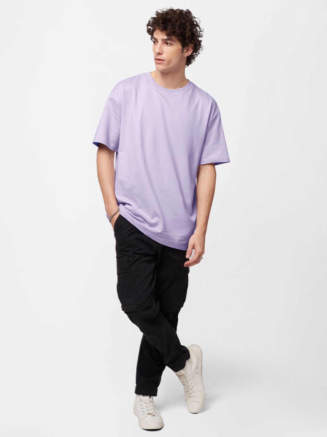 Solids: Light Lavender Oversized T-Shirts