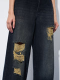 Baggy-Fit Denim: Distressed Clover Women Baggy Denims