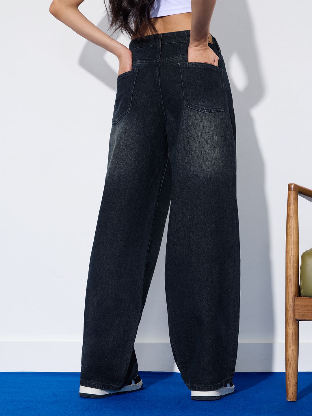 Baggy-Fit Denim: Distressed Clover Women Baggy Denims