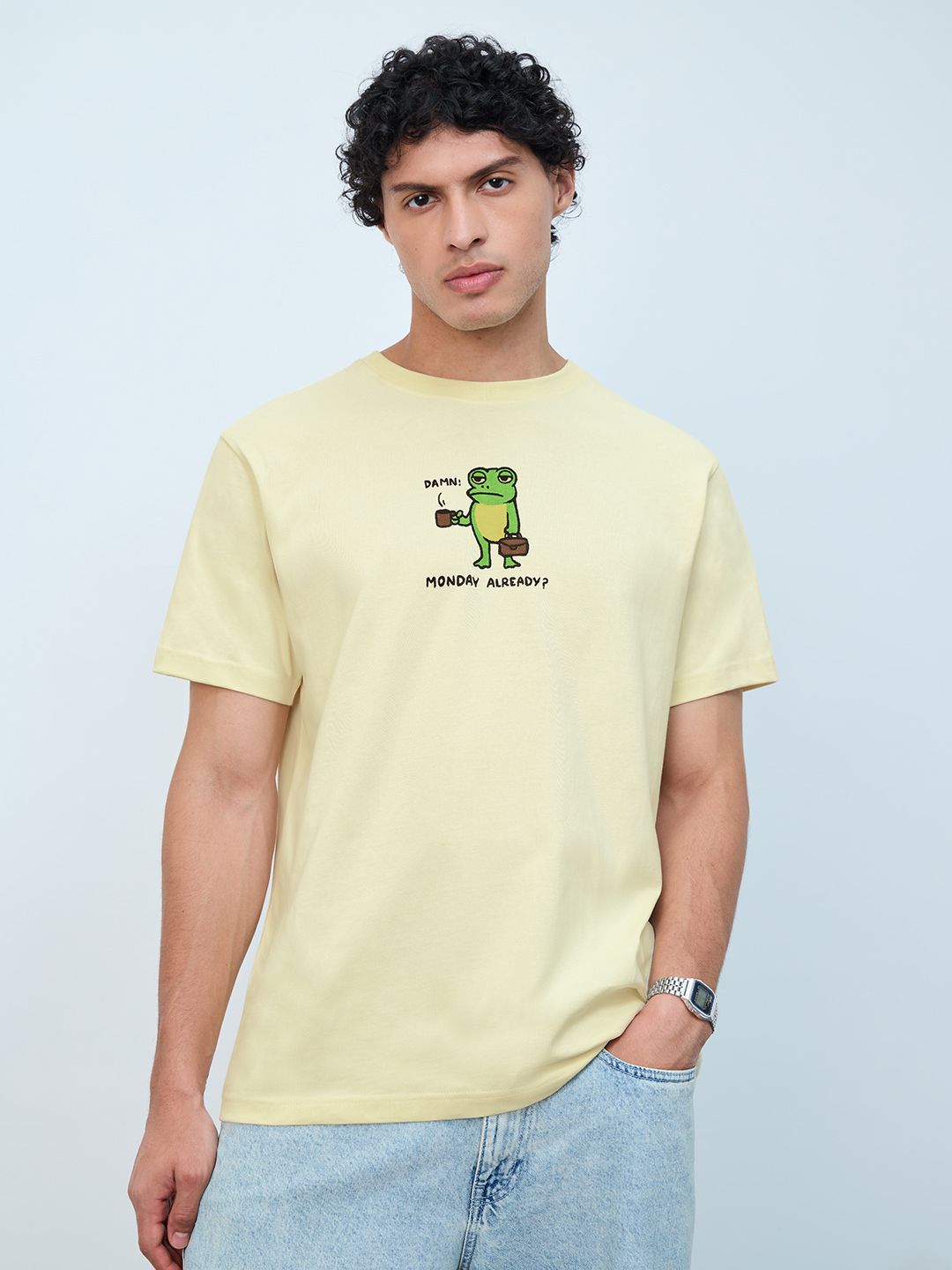 Relaxed T-Shirt: Monday Frog Men Relaxed Fit T-Shirts