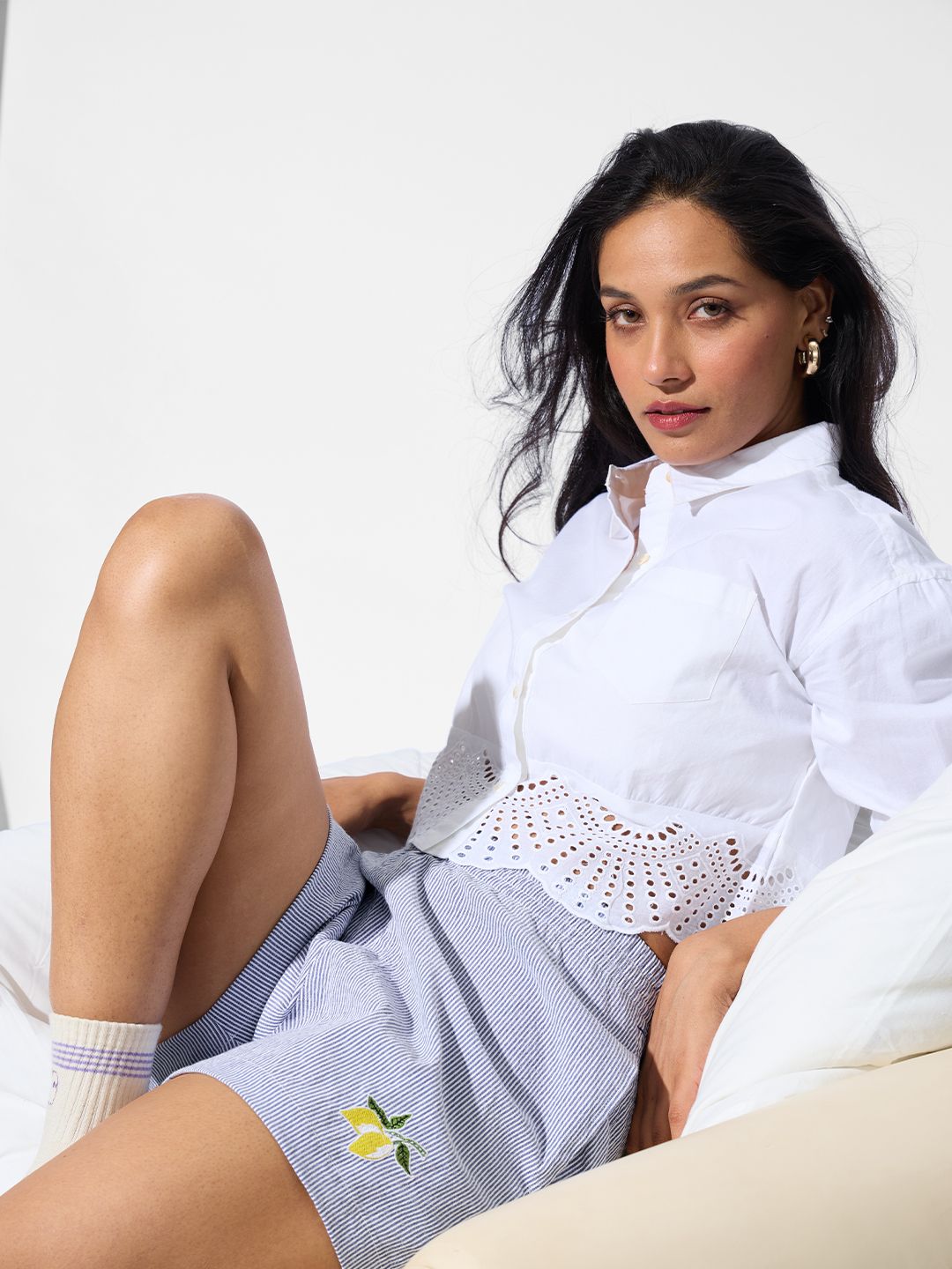 Seersucker Shorts: Limoncello Women Lounge Boxers