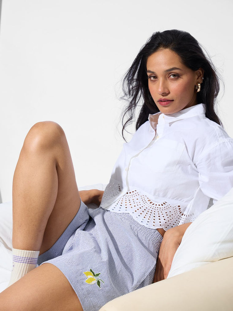 Seersucker Shorts: Limoncello Women Lounge Boxers