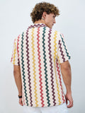 Open-Knit Shirt: Tropical Stripes Men Textured Shirts